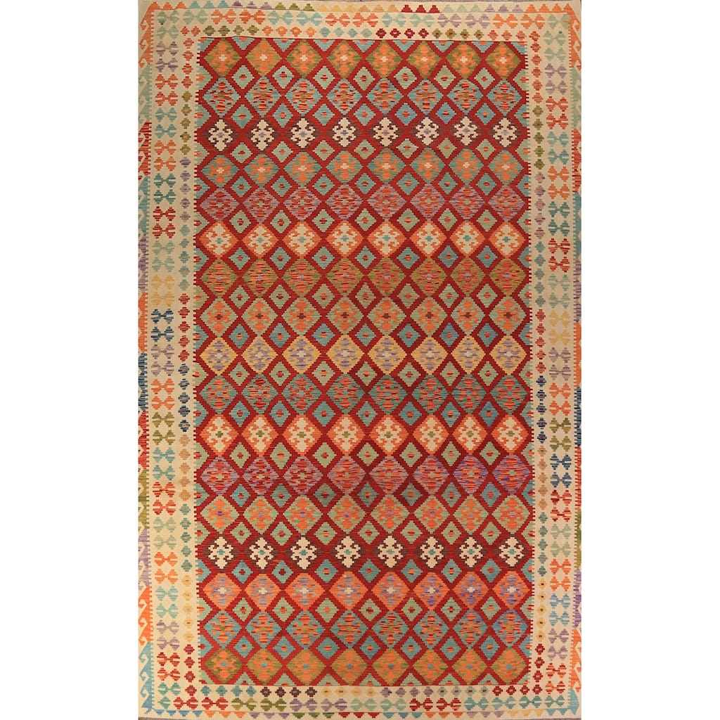 Kilim Oriental Large Rug Hand-Woven Bedroom Wool Carpet - 10'0"x 16'3"