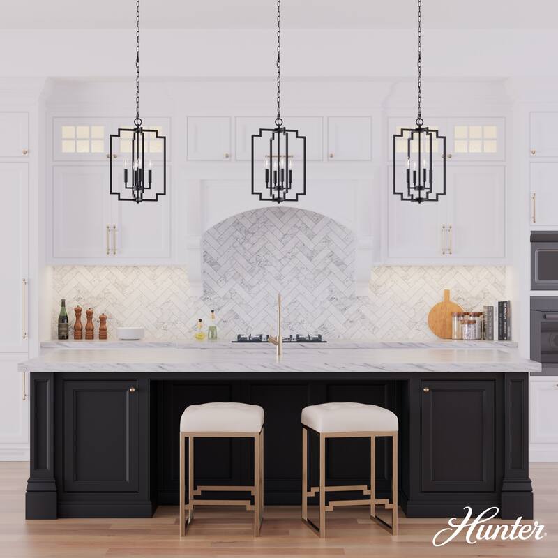 Hunter Zoanne 4-Light Modern Pendant Hanging Light - Island, Entry, Dining - Geometric, Contemporary, Candle, Transitional