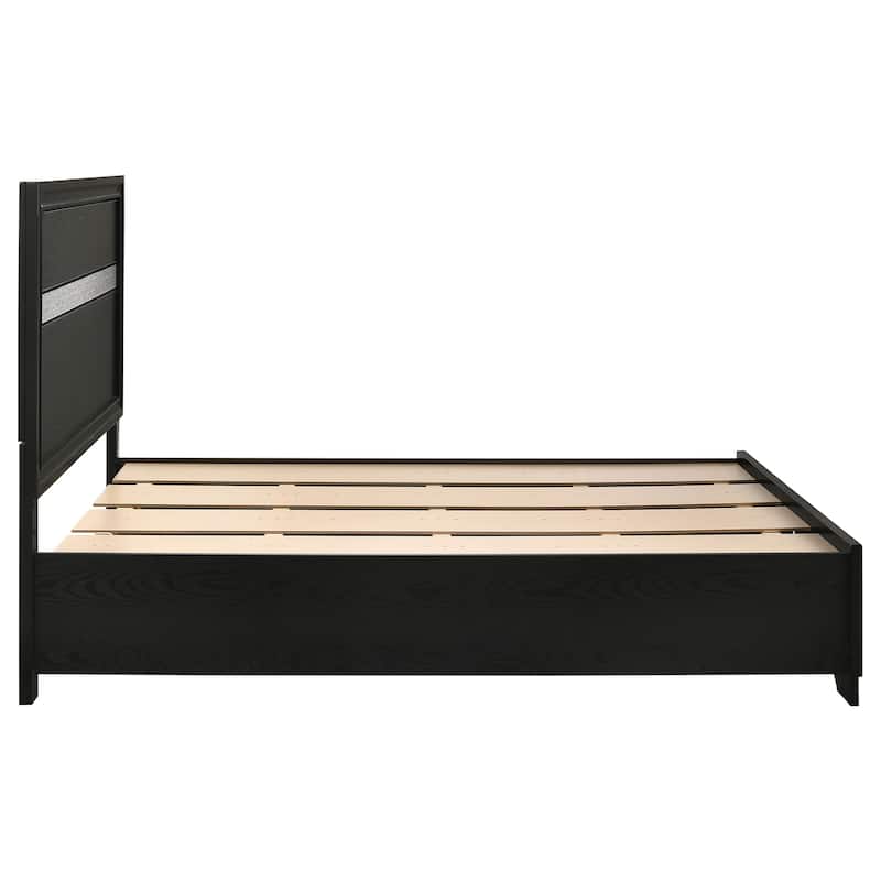 Full Size Solid Wood Panel Bed with Integrated Drawers and Slatted Platform