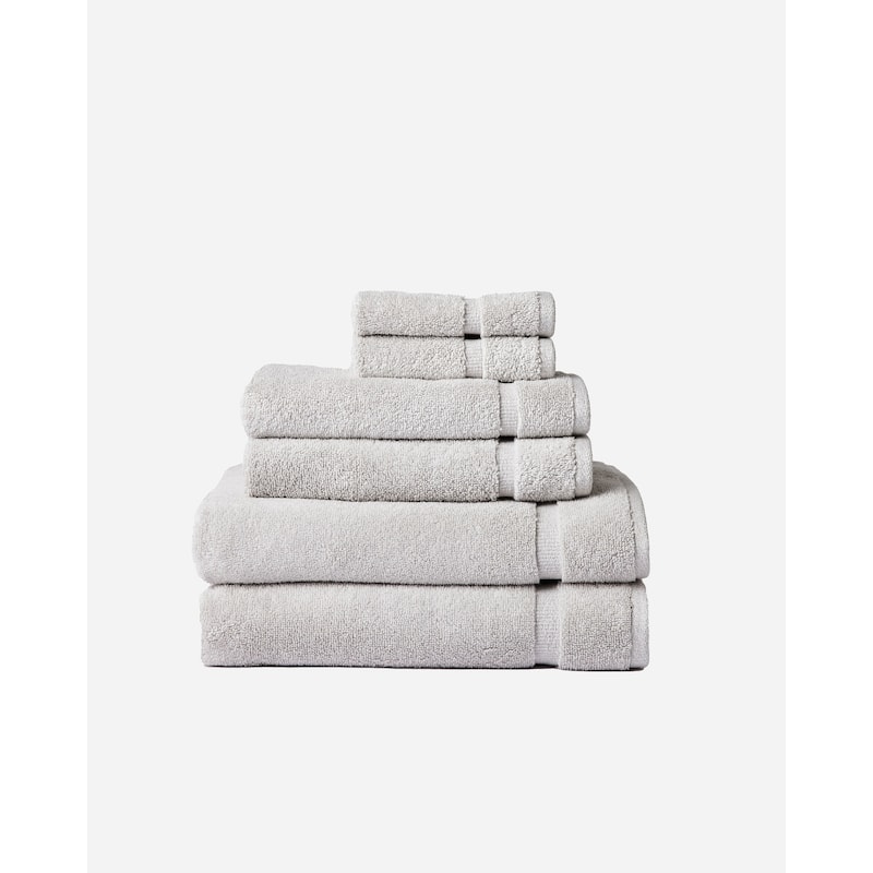 Splendid Super Soft 100% Cotton Oversized 6-Piece Bath Towel Set - Light Grey