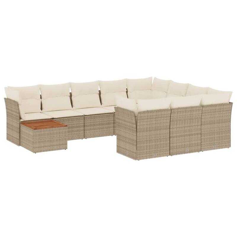 vidaXL Patio Sofa Set with Cushions Outdoor Furniture 11 Piece Poly Rattan - 21.7 x 21.7 x 14.6