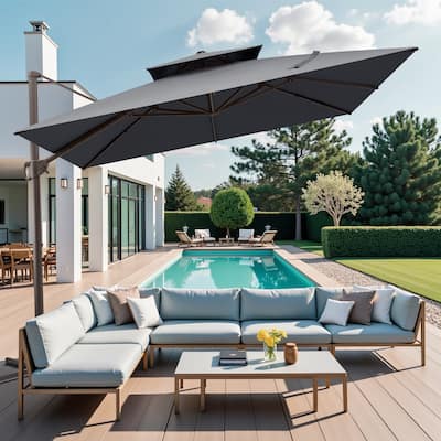 VredHom 11x11 FT Outdoor Patio Double Top Cantilever Offset Umbrella