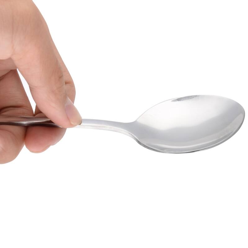 Kitchen Stainless Steel Flatware Cutlery Serving Cooking Dinner Tea Food Spoon - Silver Tone