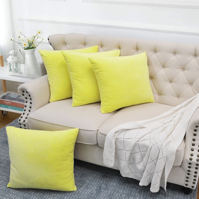 Supersoft 20-inch Throw Pillow Covers (Set of 4) - Yellow