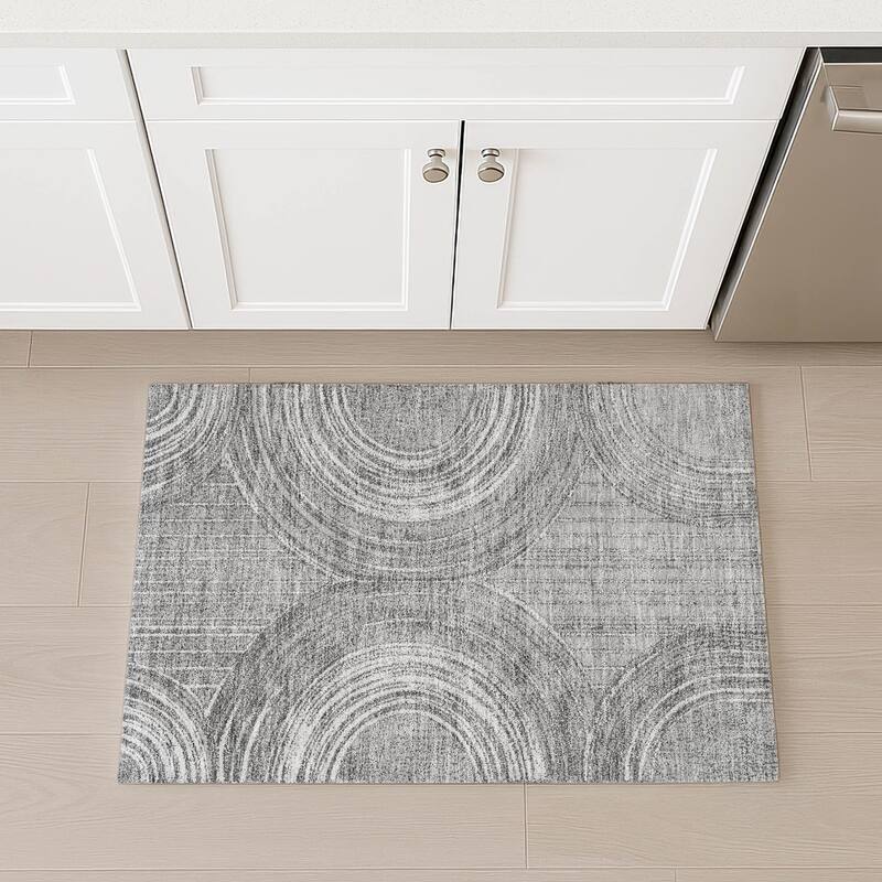 Machine Washable Indoor/ Outdoor Modern Trax Chantille Rug
