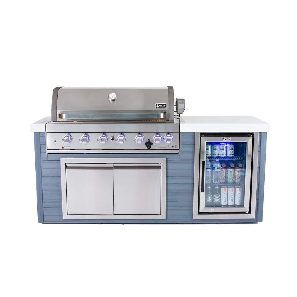 Mont Alpi MA805-AW Artwood Polyethylene Frame 6-burner 44-inch Stainless Steel Outdoor Kitchen Island Grill + Refrigerator