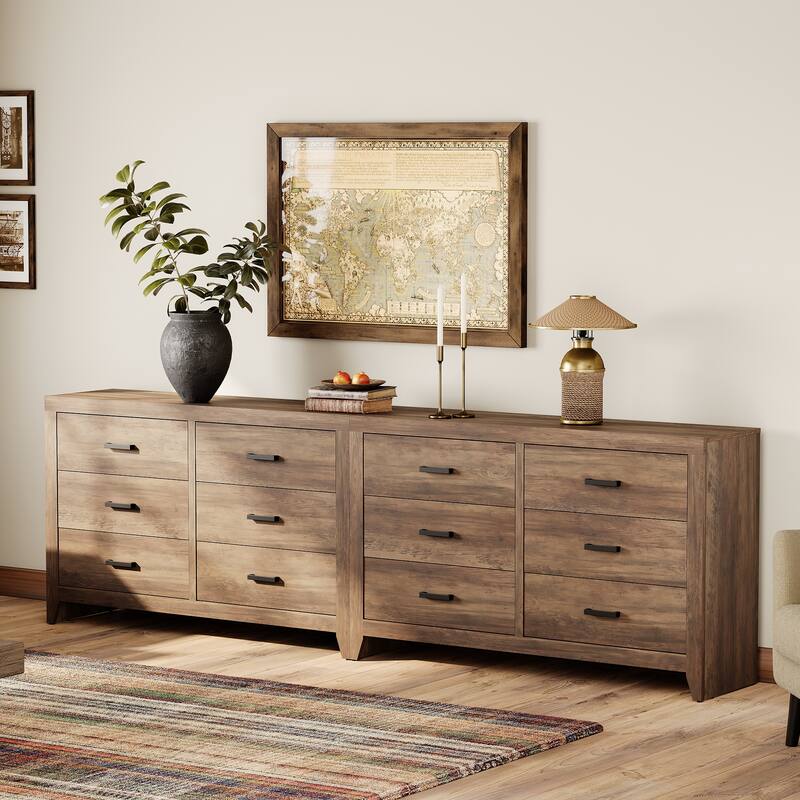 WAMPAT 6-Drawer Farmhouse Dresser - Wood Storage Chest for Bedroom & Hallway