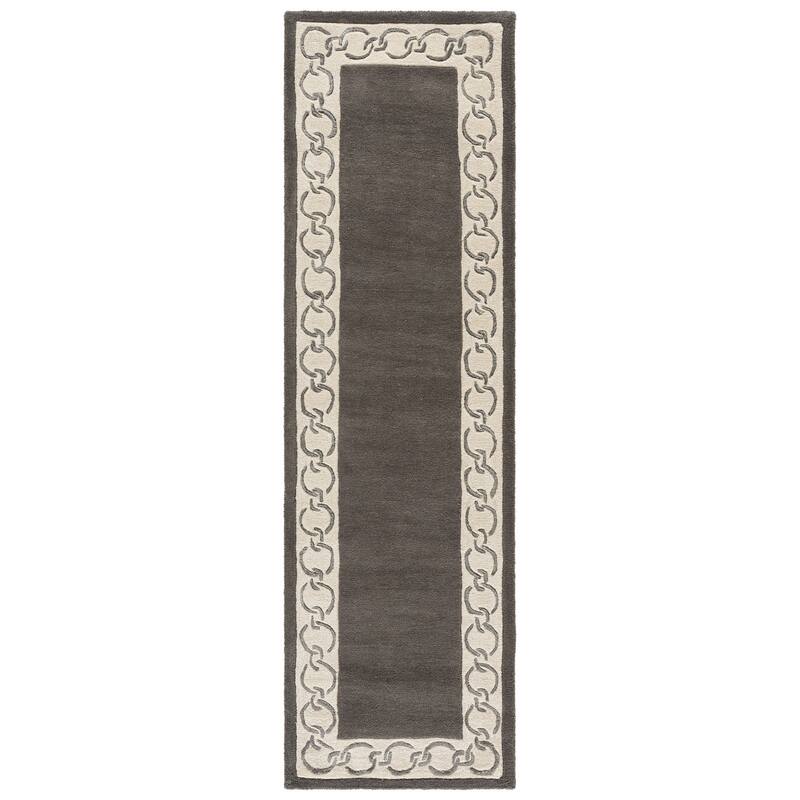 SAFAVIEH Handmade Metro Afet Wool Rug - 2'3" x 8' Runner - Charcoal/Ivory
