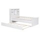 preview thumbnail 6 of 7, QueenSize Hydraulic Platform Bed with Storage LED Headboard, Pine Wood Bed with Charging Station and 2 Drawers, White