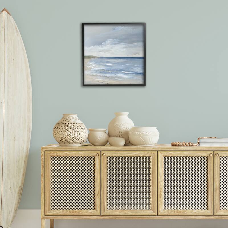 Stupell Stormy Beach Landscape Framed Giclee Art Design By Nan
