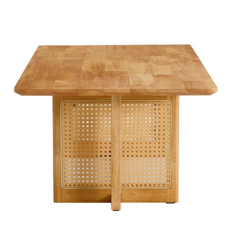 Chinese style log wind Imitation rattan tea table rectangular solid wood coffee table small family living room tea table