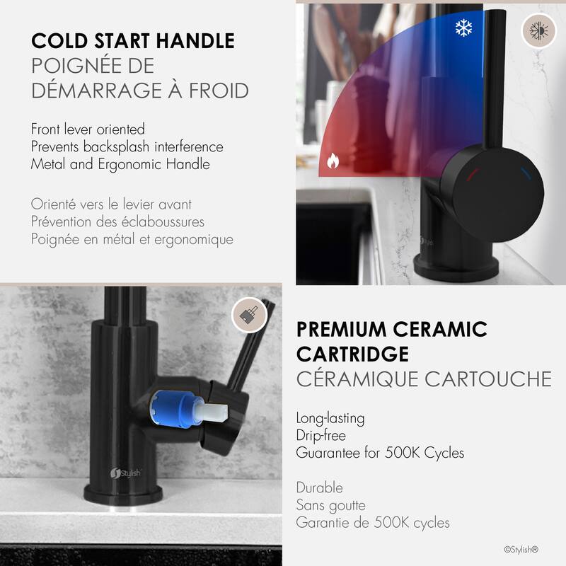 Milano Pull-Down Kitchen Faucet with water filter. Stainless Steel Gold.