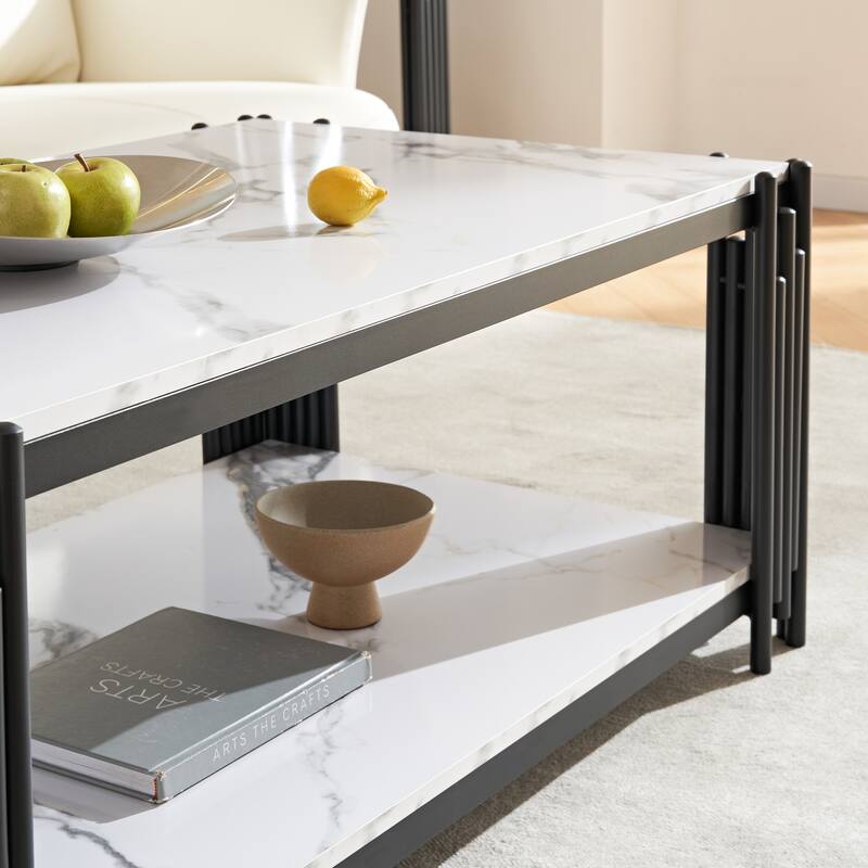Rectangle End Table Coffee Table with Shelf Center Table