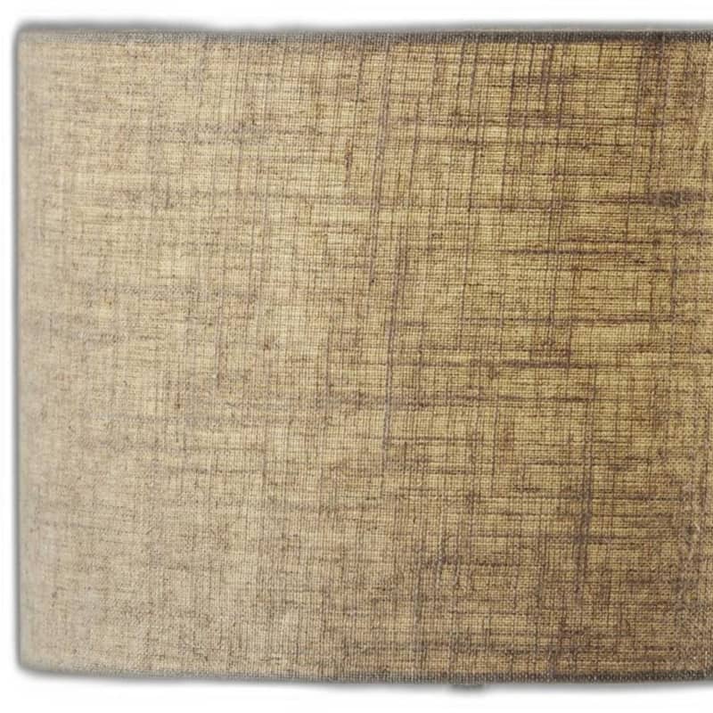 Black Metal Steel Base Table Lamp with Natural Fabric Drum Shade, USB and Wireless Charging - 11.5” x 11” x 19.5” (D x W x H)