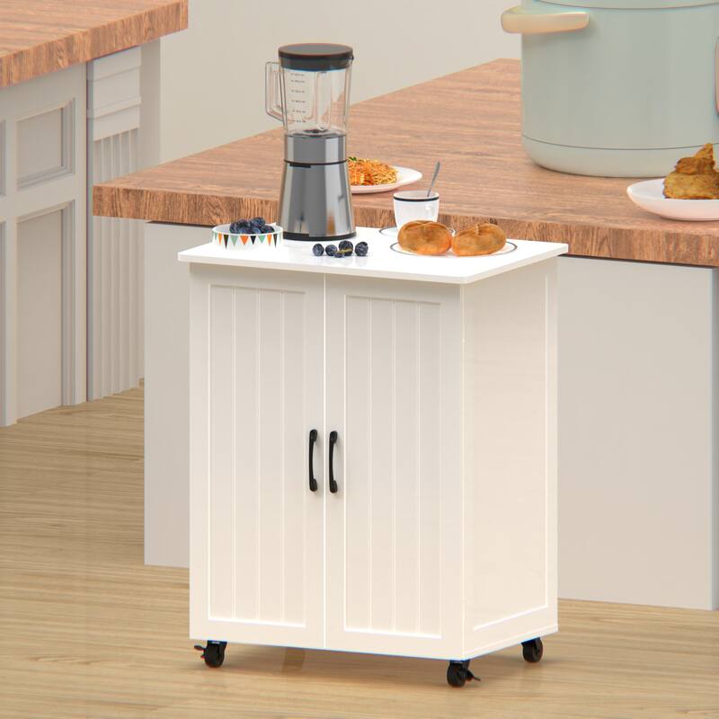 Kitchen Island with Storage on Wheels, Cricut Cart, Small Portable Island, Specialty Coffee Bar Cabinet Buffet Sideboard