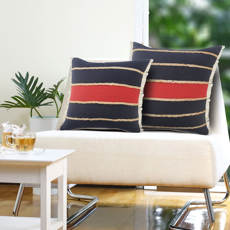 Sevita Atlantis Americana Striped Throw Pillow with Jute Braiding - 20" x 20" - Polyester
