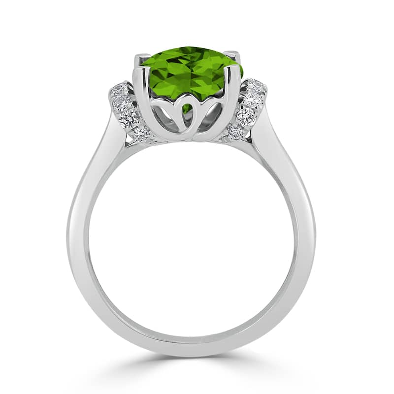 Auriya Unique 3 3/8ct Cushion-cut Peridot and Diamond Engagement Ring 1/5cttw 14k Gold