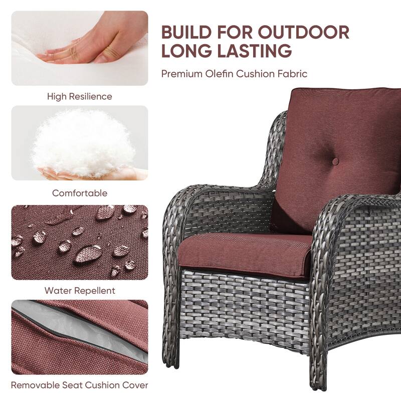 Gymojoy 4-Piece Outdoor Patio Sofa Chair with Coffee Table