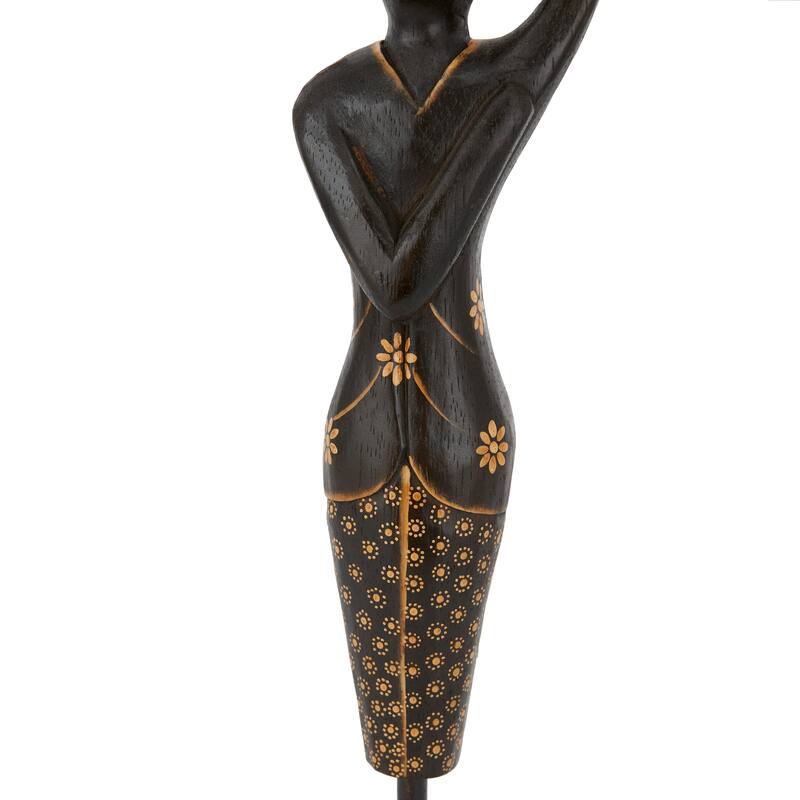 Black Wood Bohemian Sculptures (Set of 3) - S/3 23", 21", 20"H
