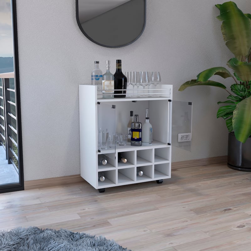 St Andrews Bar Cart, Double Glass Door Cabinet