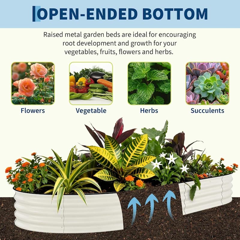 10x4x1.5 FT Galvanized Steel Raised Garden Bed, Planter for Vegetables, Flowers with Anti-Cut Strips - N/A