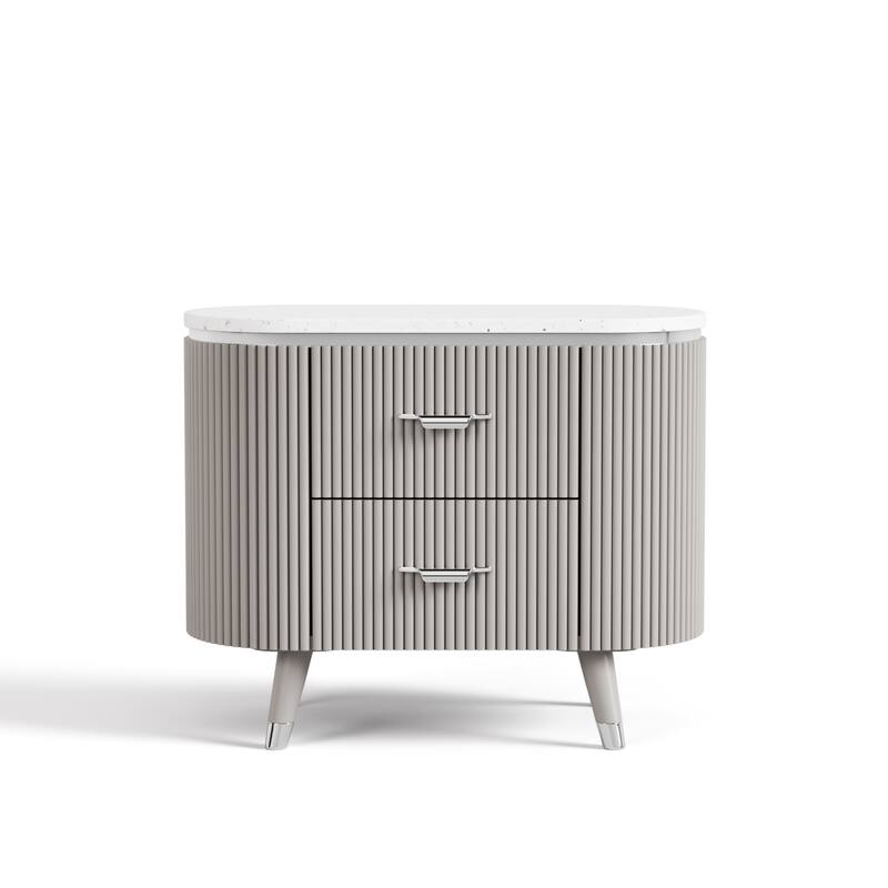 Furniture of America Seraphine Modern 3-Piece Light Grey Panel Bedroom Set with Fluted Headboard