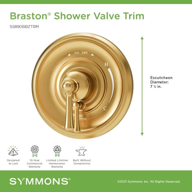 Symmons S5890TRM Braston Traditional Valve Trim Only with Single Lever