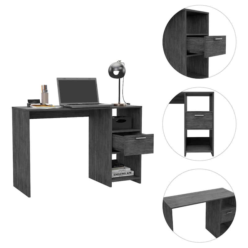 Modern Computer Desk 43" Rectangular MDF Office Table with Drawer, Matte Finish