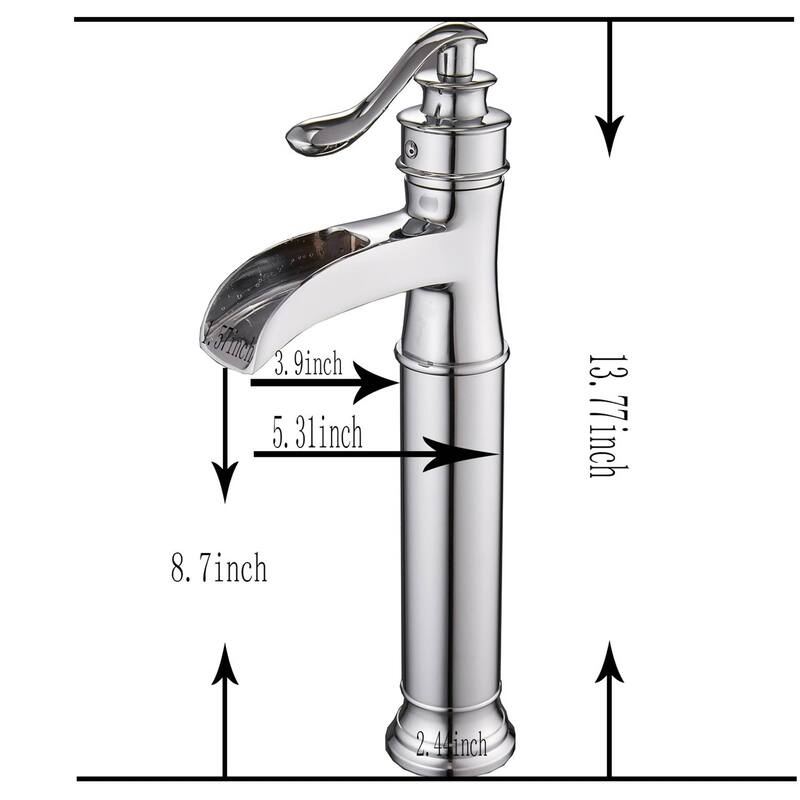 Waterfall Bathroom Vessel Faucet With Drain Assembly Single Handle Bathroon Vessel Sink Faucets One Hole Basin Vanity High Taps