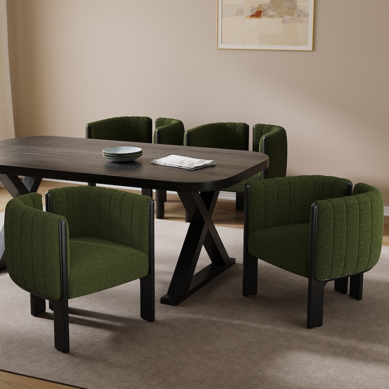 Christopher Knight Home - Chris Upholstered Boucle Dining Chairs with Rubberwood Frame Set of 4