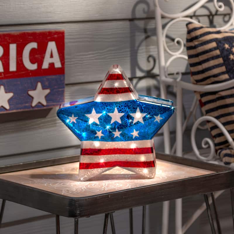 10.6 Illuminating Glass Americana Star Set of 2