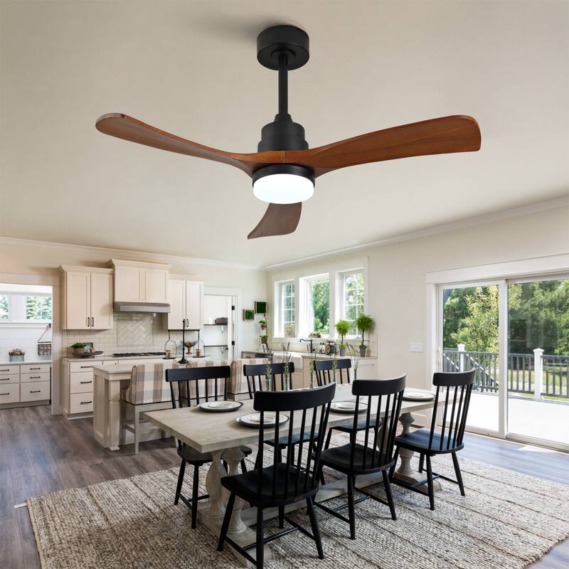 42 Inch Ceiling Fans with Lights and Remote, Outdoor Ceiling Fan for Patios with Light 3 Blades Modern Ceiling Fan - Black