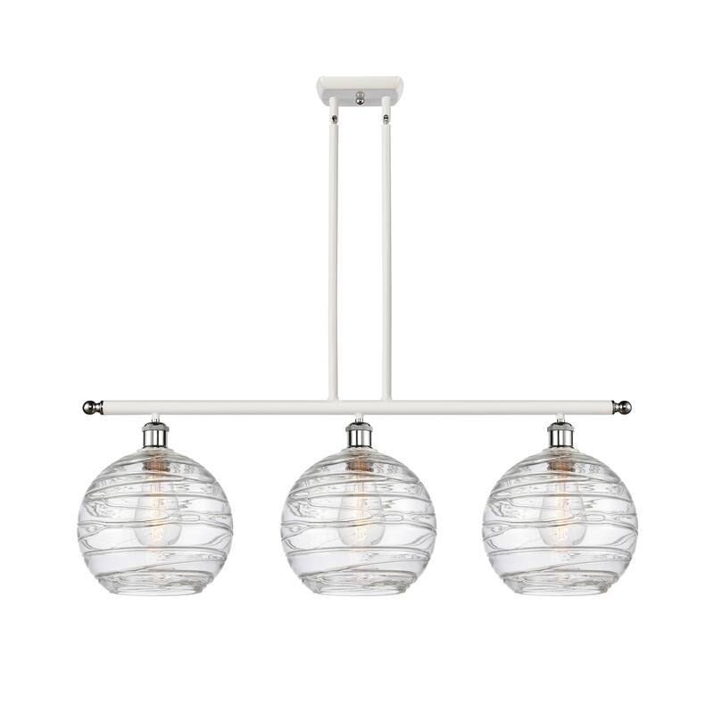 Innovations Lighting Athens Deco Swirl 3 Light 37" Stem Hung Island Light - White and Polished Chrome