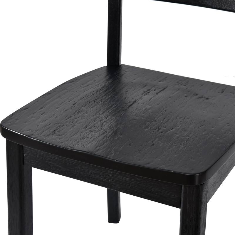 Farmhouse 17"W Wire Brushed Black Wood Dining Chairs