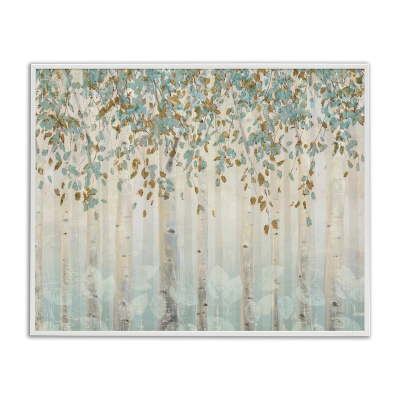 Stupell Abstract Forest Leaves Trees Blue Tan Soft Painting Framed Giclee Texturized Art by James Wiens