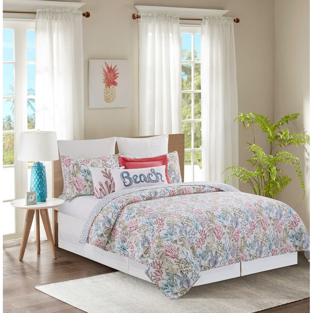 Delphina Reef Cotton Quilt Set - Reversible and Machine Washable
