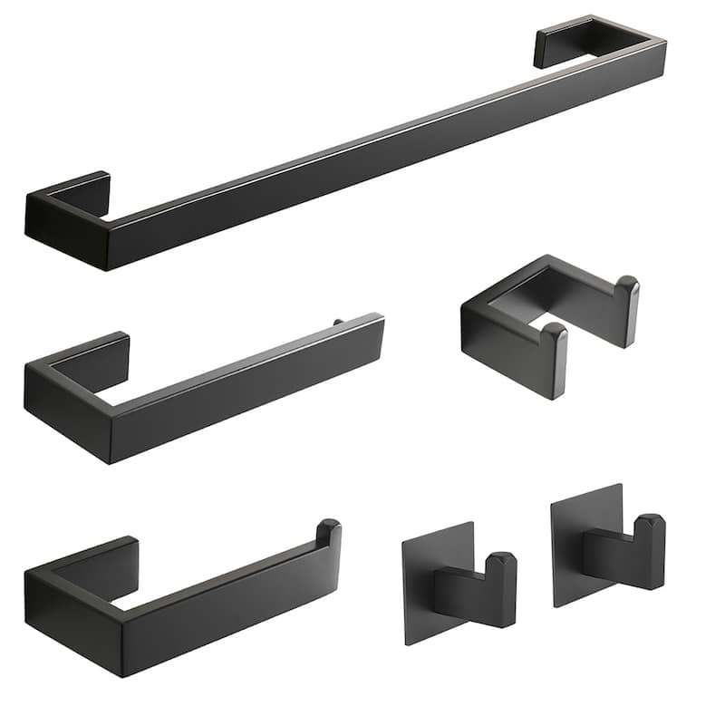 6 Piece Matte Black Bathroom Hardware Set Accessories Kit