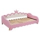 preview thumbnail 5 of 25, Modern Upholstered Princess Daybed wCrown Headboard & LED Lights, Twin to Size Extending Daybed Sofa Bed, Guest Bed