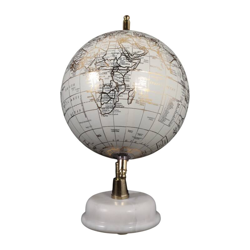 Resin Decorative Globe Modern Sleek Wood Base for Casual Home - 10.0"