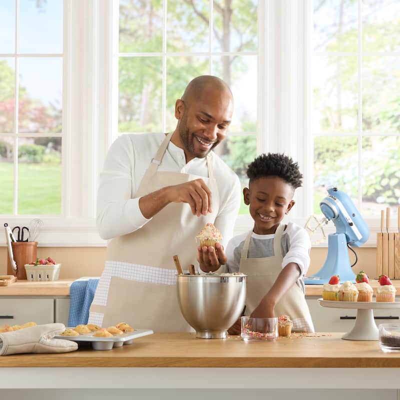 KITCHENAID Gourmet Series Gridlines Little Chef Apron, Water & Stain Resistant