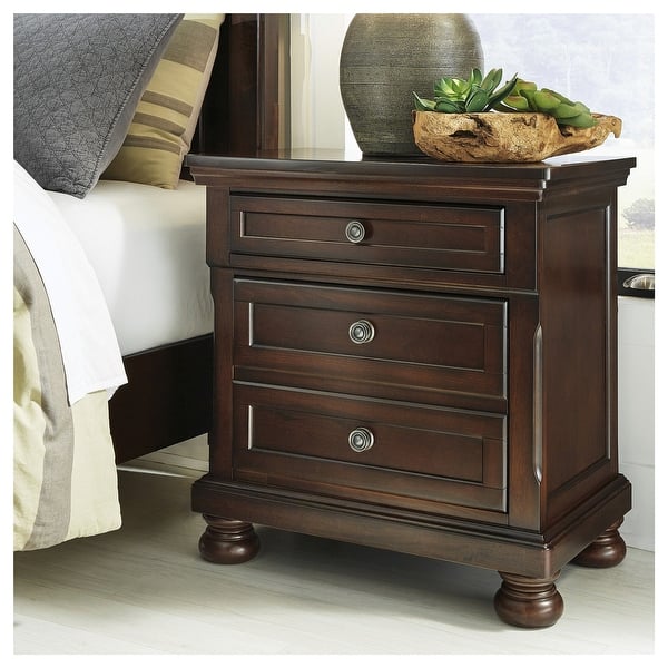 slide 2 of 10, Porter Rustic Brown Two Drawer Night Stand Brown - 2-drawer