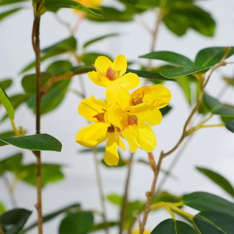 1Pc Blooming Flower Artificial Tree, Faux Blooming Flowers with Flower Pot, Artificial Handmade Blooming Trees