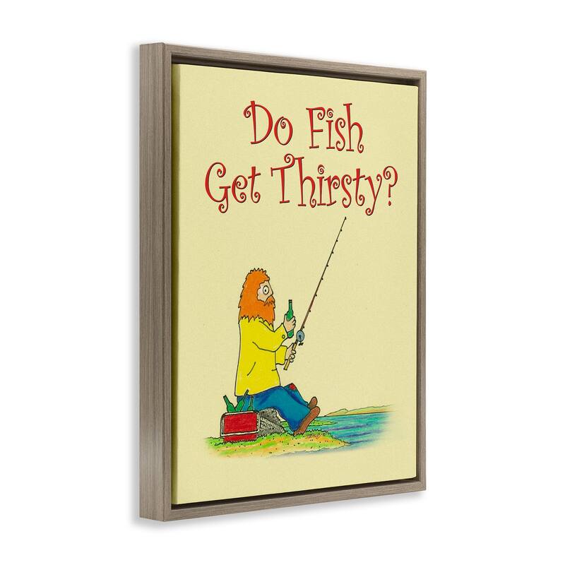 Stupell Do Fish Get Thirsty Humor Framed Floater Canvas Wall Art Design By Roger Straub