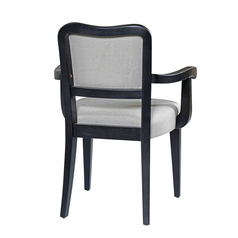 Dining Chairs Set of 2, Upholstered Solid Wood Dining Room Chairs, Traditional Fabric Kitchen Armchairs with Curved Back