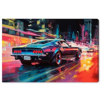 Notoriart Classic Night Drive Gallery Wrapped Car 1 Piece Canvas Wall Art