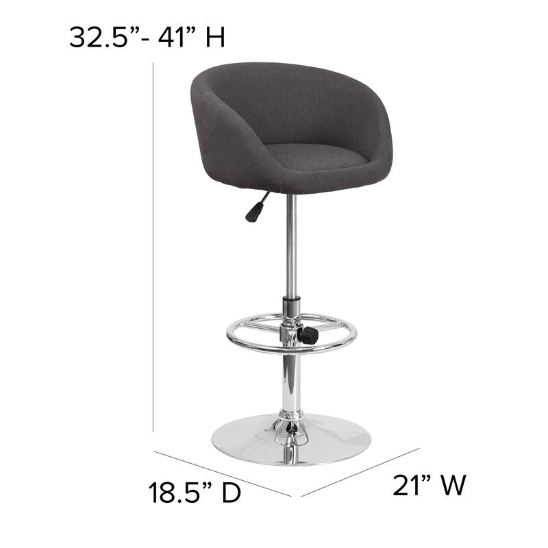 Contemporary Adjustable Height Barstool - 21"W x 18.5"D x 32.5" - 41"H