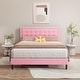 preview thumbnail 27 of 59, alazyhome Upholstered Platform Bed Frame with Button Tufting Headboard