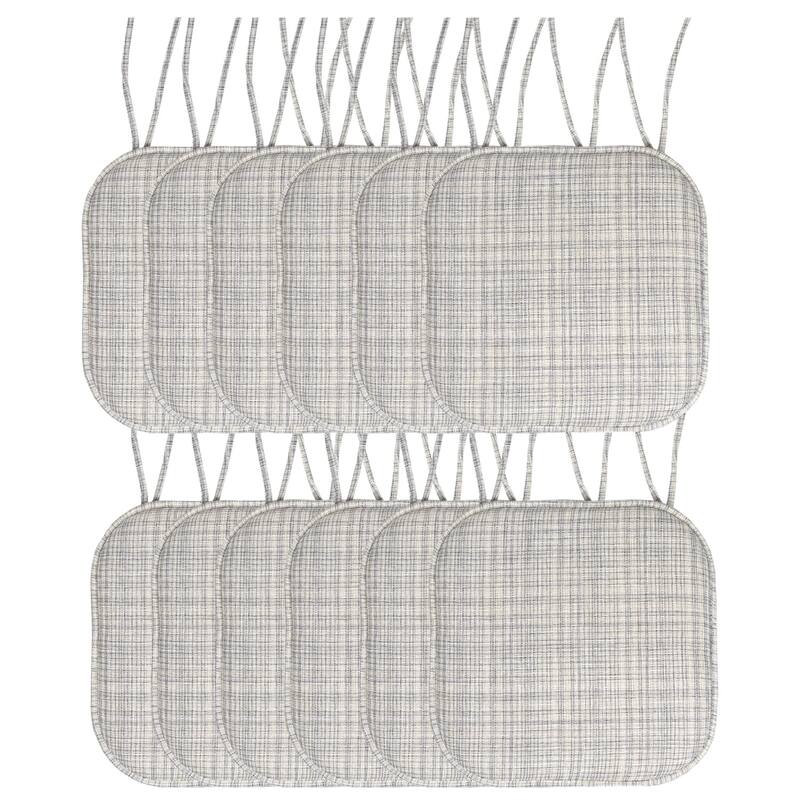 Aria Memory Foam Non-Slip Chair Pad with Ties - Silver/Cream - Set of 12