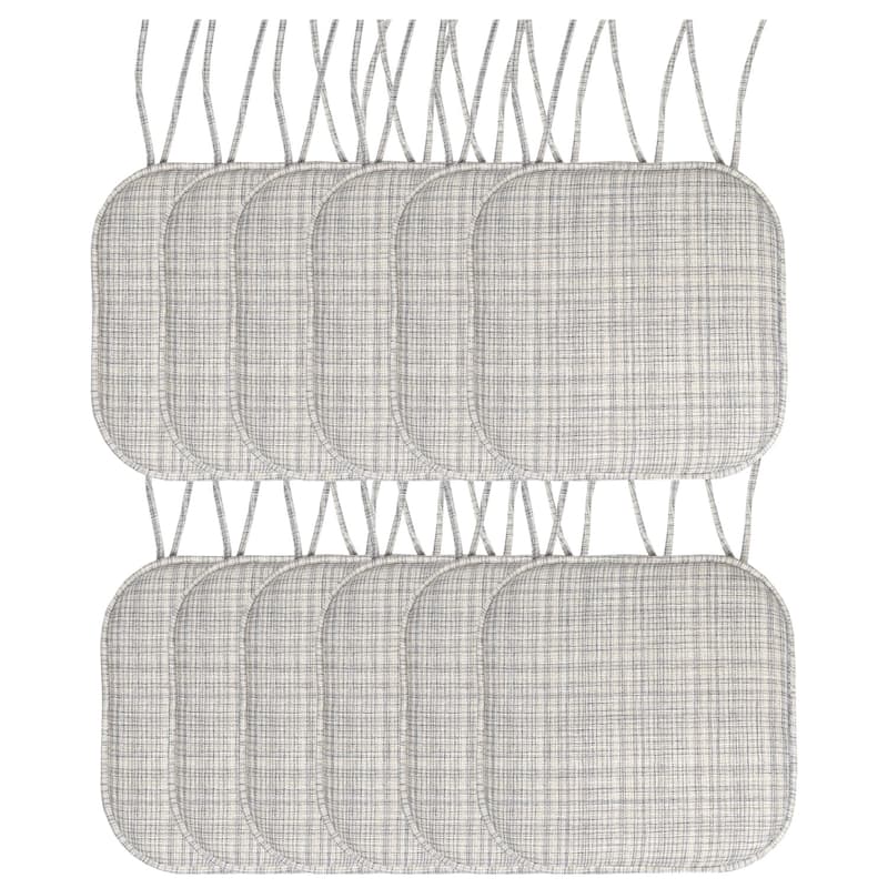 Aria Memory Foam Non-Slip Chair Pad with Ties - Set of 12 - Silver/Cream