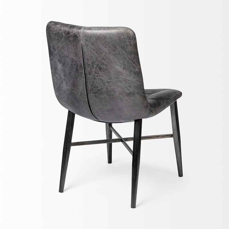 Horsdal Black Faux Leather Dining Chair - 21.0L x 24.0W x 34.8H